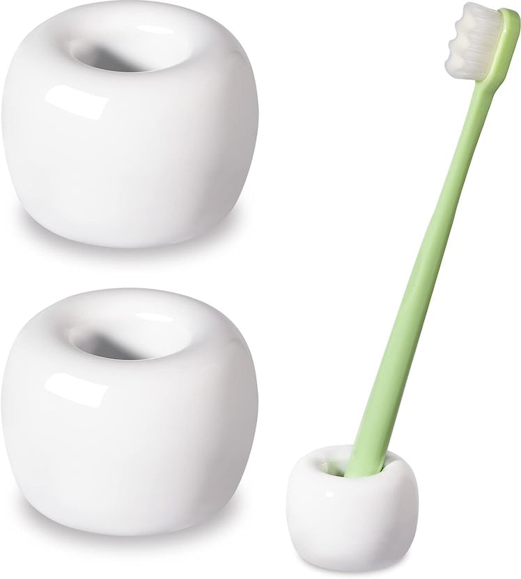 Urbanstrive Sleek Mini Ceramics Toothbrush Holder Stand (2-Pack)