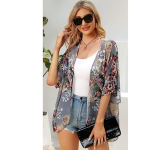 CHICGAL Floral Print Puff Sleeve Cover-Up