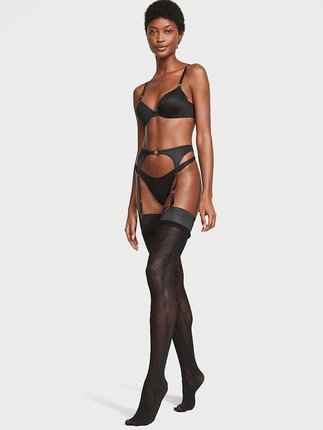 Very Sexy Icon Logo Fishnet Thigh Highs