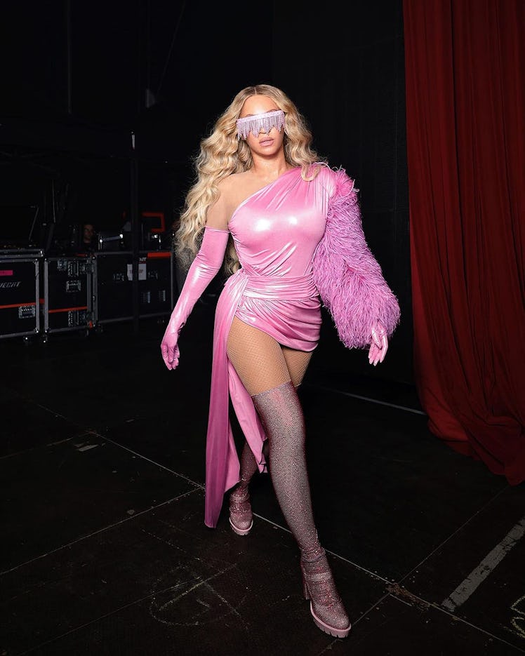 Beyoncé wears a custom pink look during her 'Renaissance' world tour.