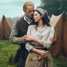 Sam Heughan as Jamie Fraser and Caitríona Balfe as Claire Fraser in 'Outlander' Season 7
