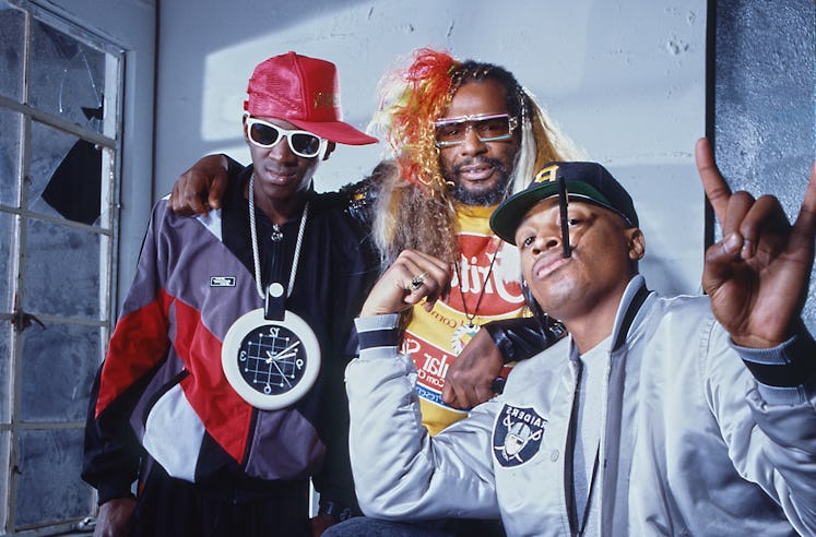 LOS ANGELES - OCTOBER 1989: George Clinton, Chuck D, and Flavor Flav pose for a portrait in October ...