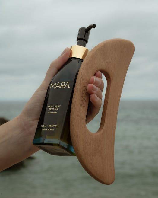 MARA Sea Sculpt Body Oil and lymphatic massage paddle