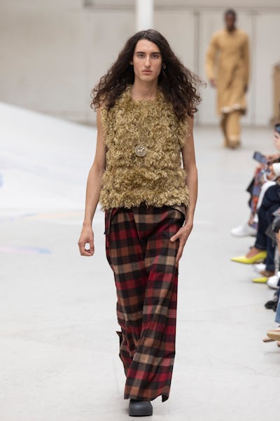 A model walks the runway at the Rolf Ekroth show during Copenhagen Fashion Week Spring/Summer 2024 