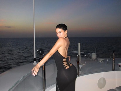 Kylie Jenner wears a backless cut-out dress in a photo posted to her Instagram.