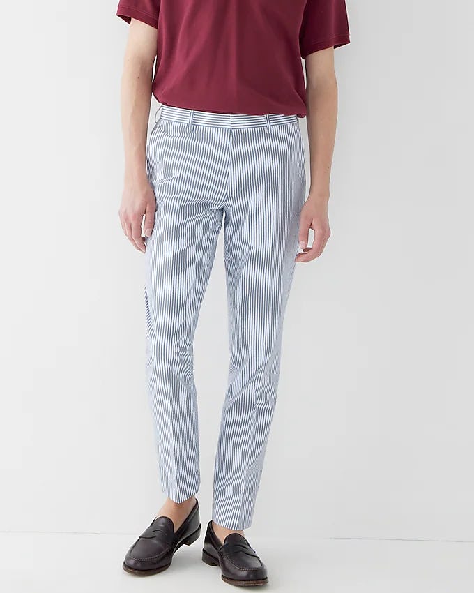 Ludlow Slim-fit unstructured suit pant in seersucker