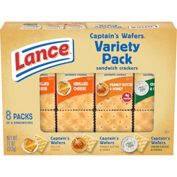 Lance Captain's Wafers Sandwich Crackers Variety Pack, 8 count