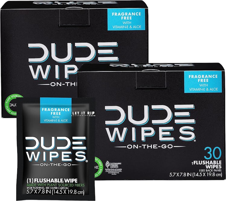 DUDE Wipes - On-The-Go Flushable Wipes 2 Pack, 60 Wipes