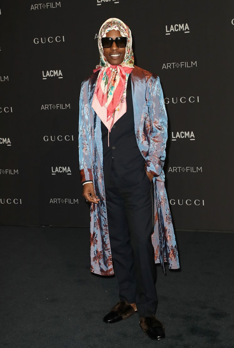 Recording artist ASAP Rocky, wearing Gucci, attends 2018 LACMA Art + Film Gala honoring Catherine Op...