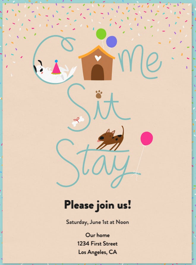 Come, Sit, Stay Invitation (Evite)