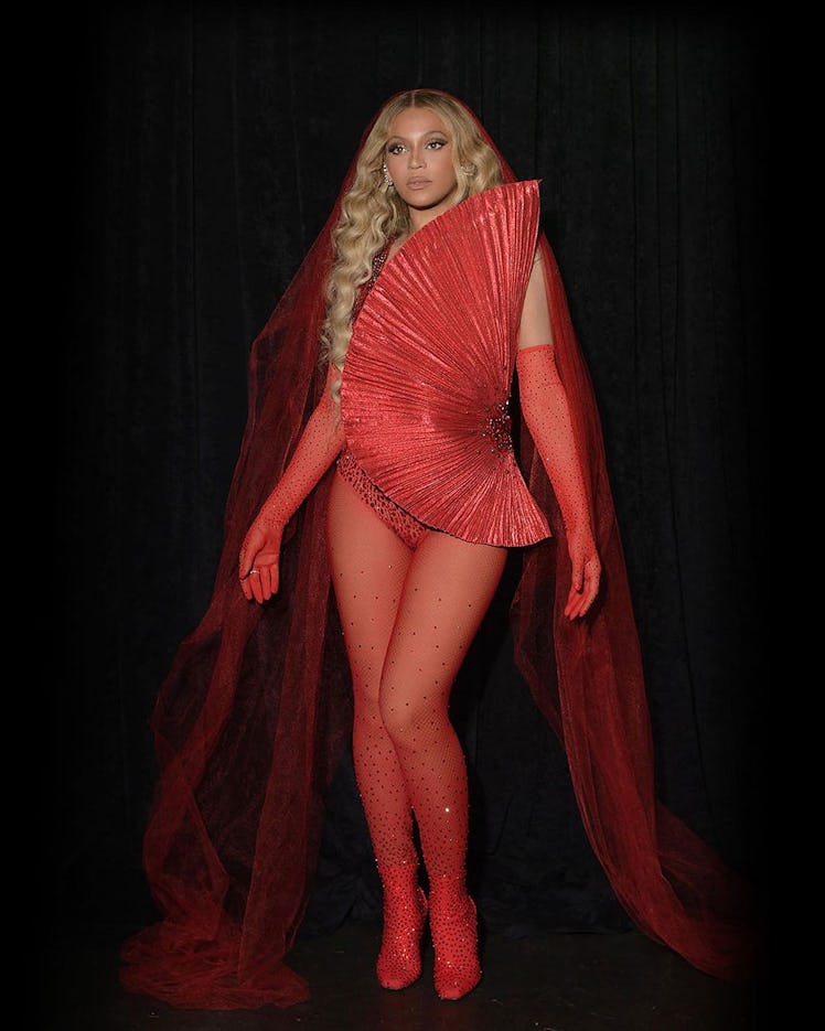 Beyoncé wears a custom Alberta Ferretti look during her Atlanta 'Renaissance' show.