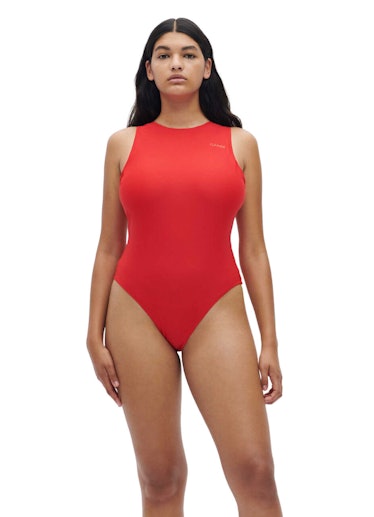 red solid one-piece