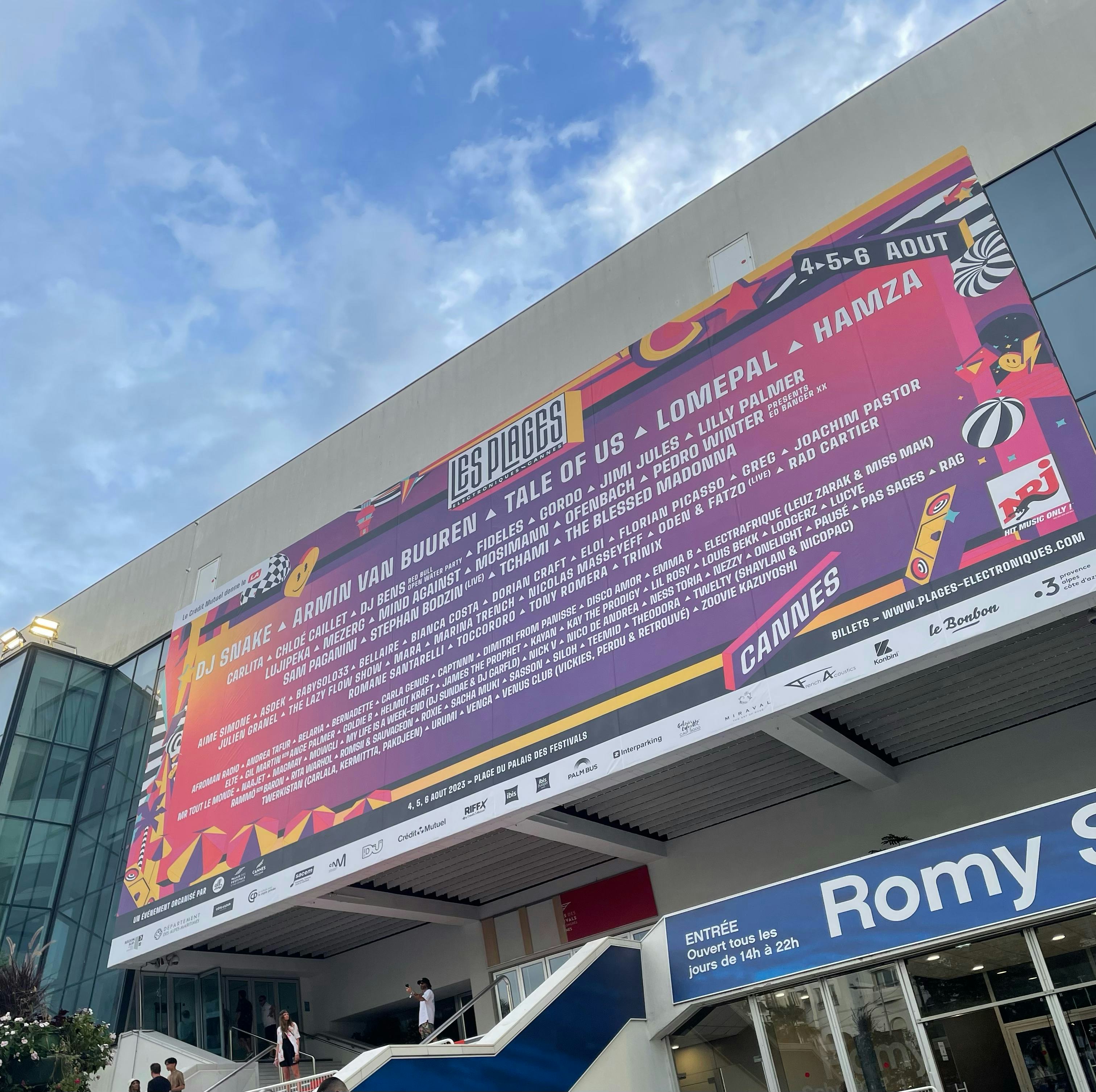 The lineup for the Les Plages Electroniques music festival in Cannes, France.