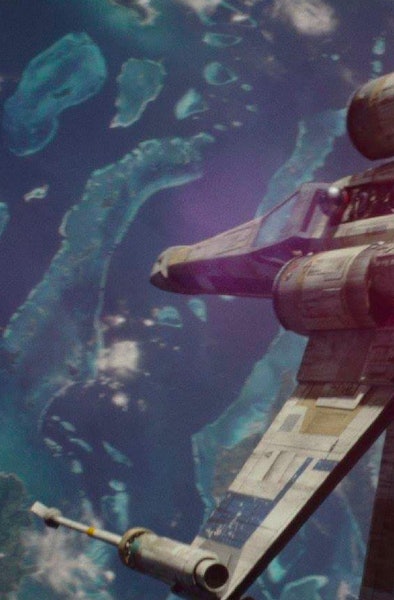 An X-Wing launches its attack in Rogue One: A Star Wars Story