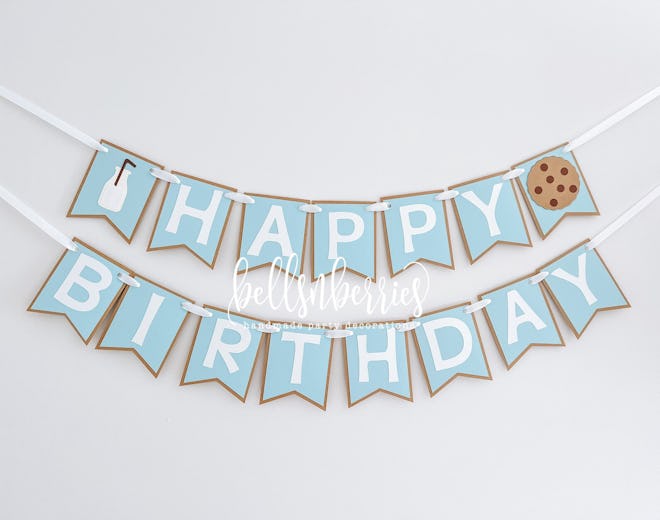Milk & Cookies Happy Birthday Banner