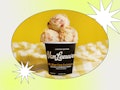 The Van Leeuwen and Uber One BBQ Cornbread Crumble ice cream is available with barbecue swirls. 