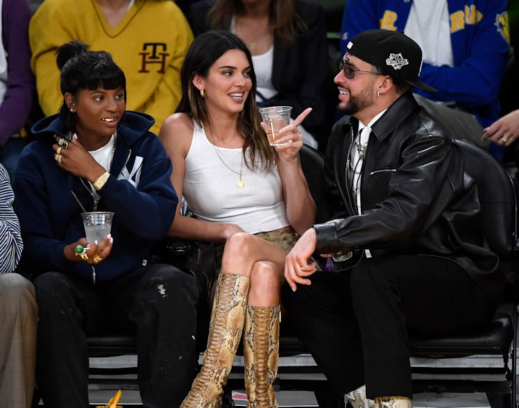 Ms. Jenner and Mr. Bunny attend an NBA match. 