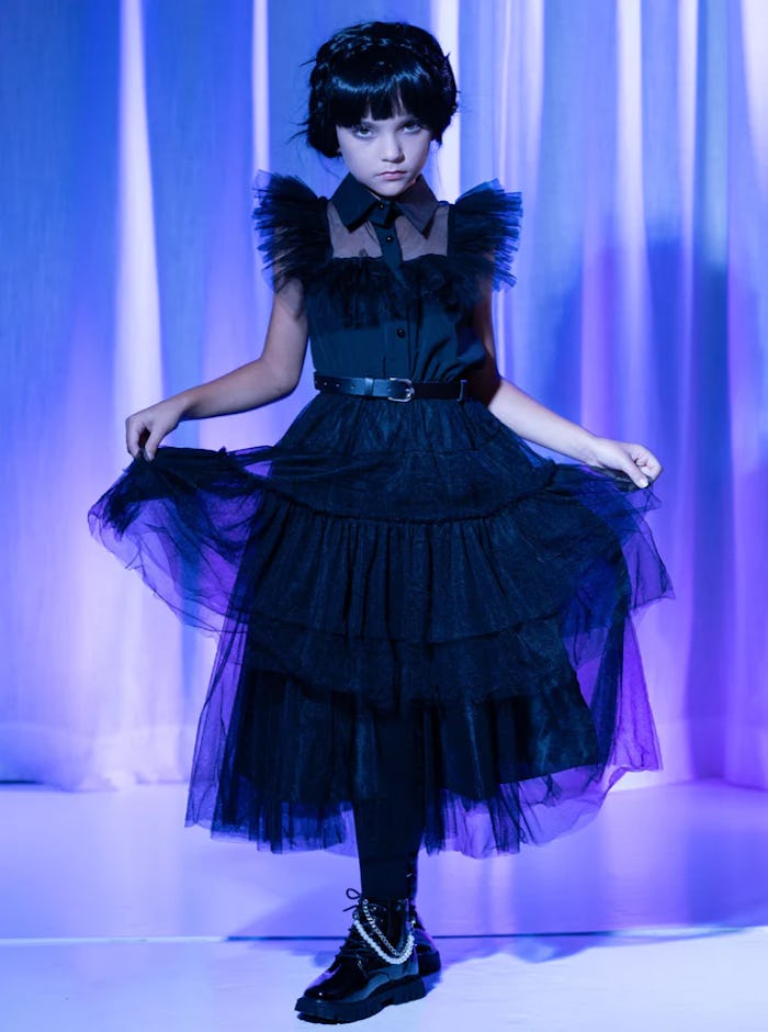 Kids Wednesday Addams Halloween costume dress