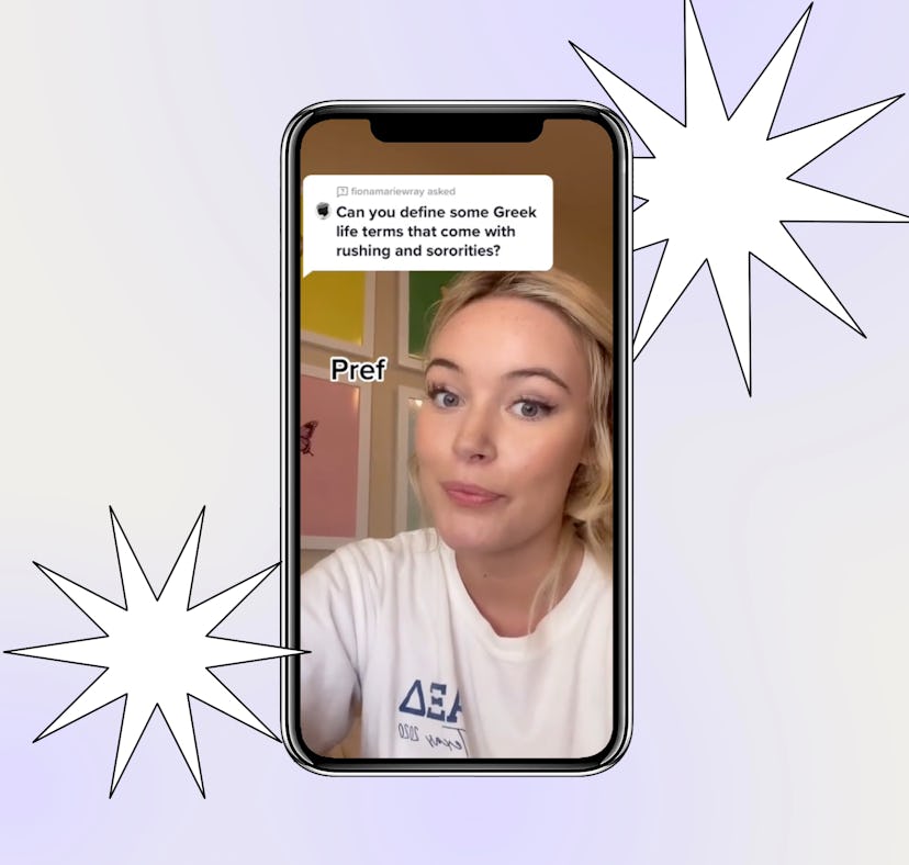 A TikToker explains the definitions of sorority slang.