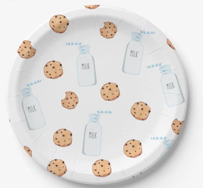 Milk & Cookies Blue Birthday Plate 8-Count