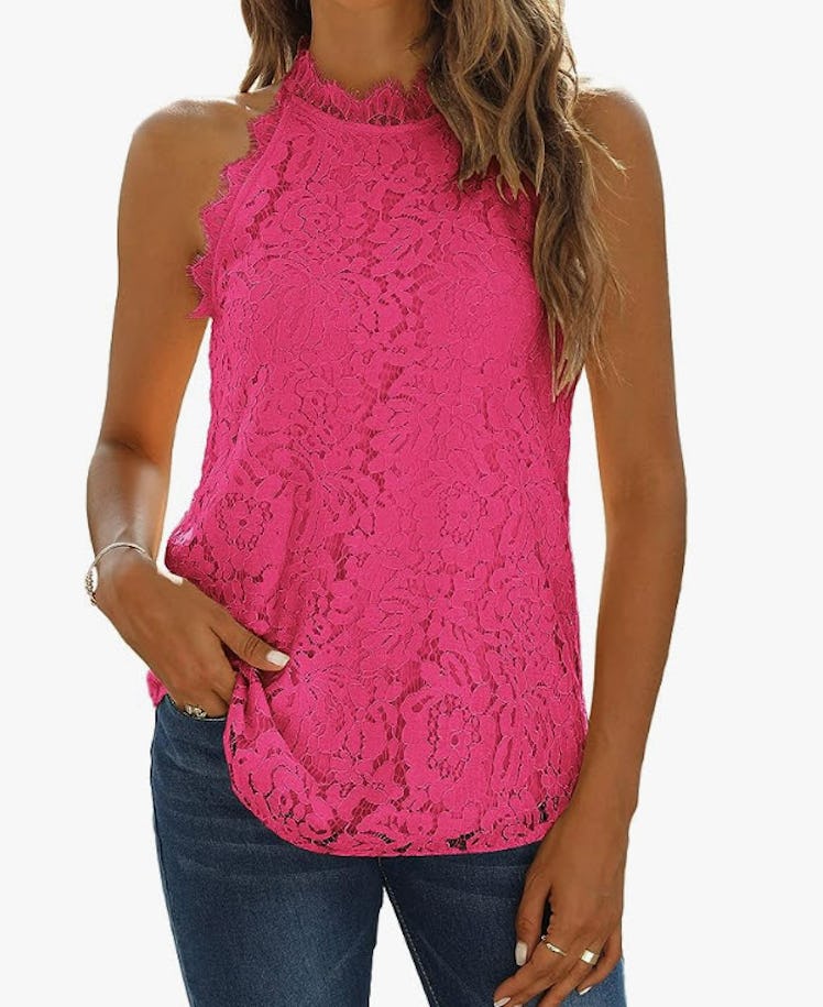 Halife Lace Tank Top With Halter Neck