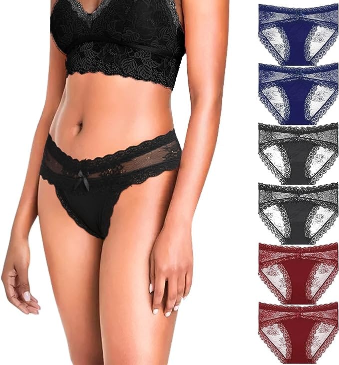 LEVAO Lace Bikini Briefs (6-Pack)