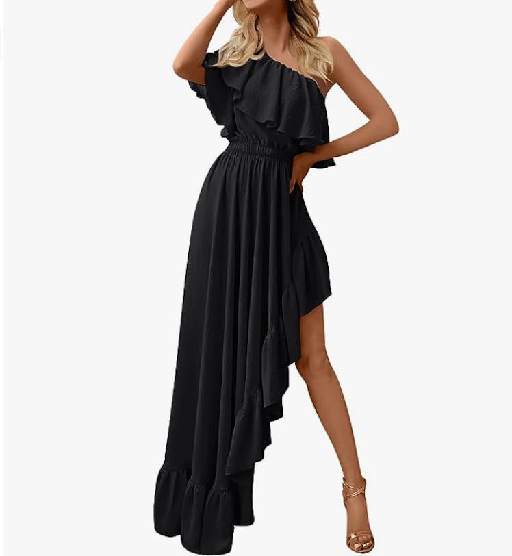 ZESICA One Shoulder Asymmetrical Flowy Gown