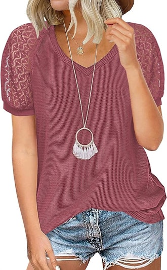 MIHOLL Women's Lace Short Sleeve Shirt