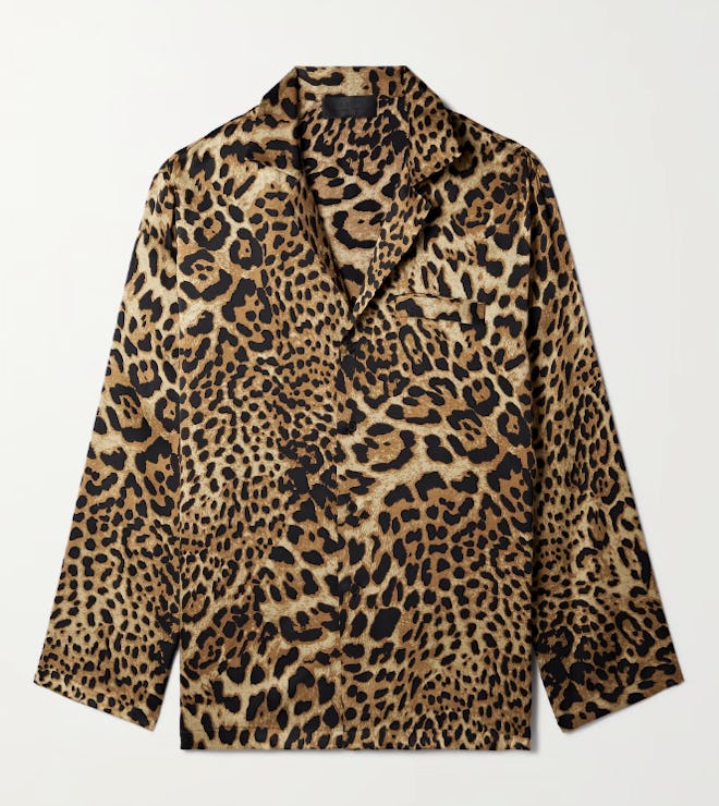 Nili Lotan Juste Leopard Print Silk Twill Shirt