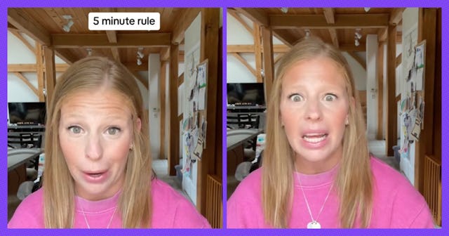 A mom on TikTok is going viral for explaining the five minute rule when it comes to parenting which ...