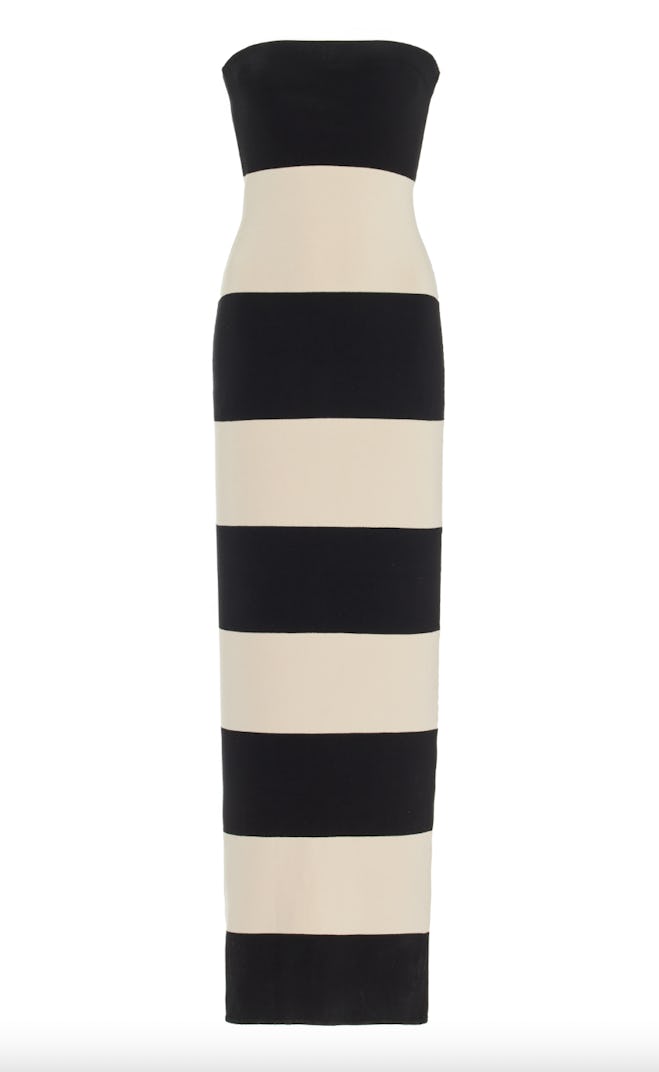 Posse Exclusive Theo Striped Jersey Strapless Maxi Dress