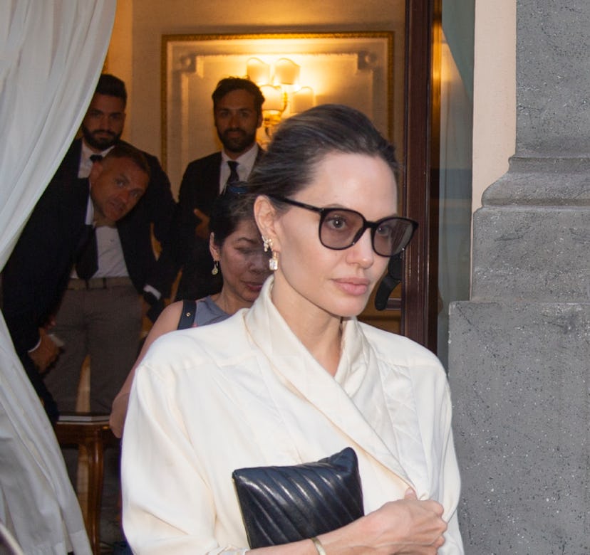 Angelina Jolie is seen leaving her hotel on July 30, 2023 in Rome, Italy.