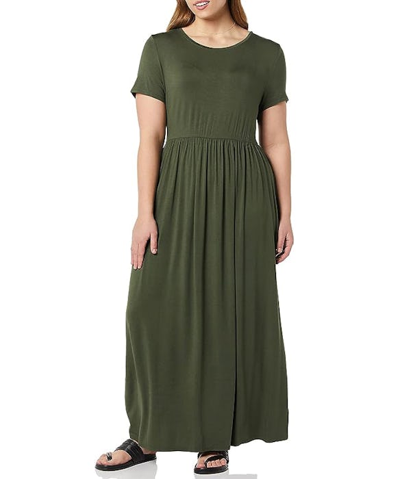 Amazon Essentials Short-Sleeve Waisted Maxi Dress