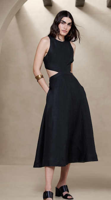 black cutout midi dress