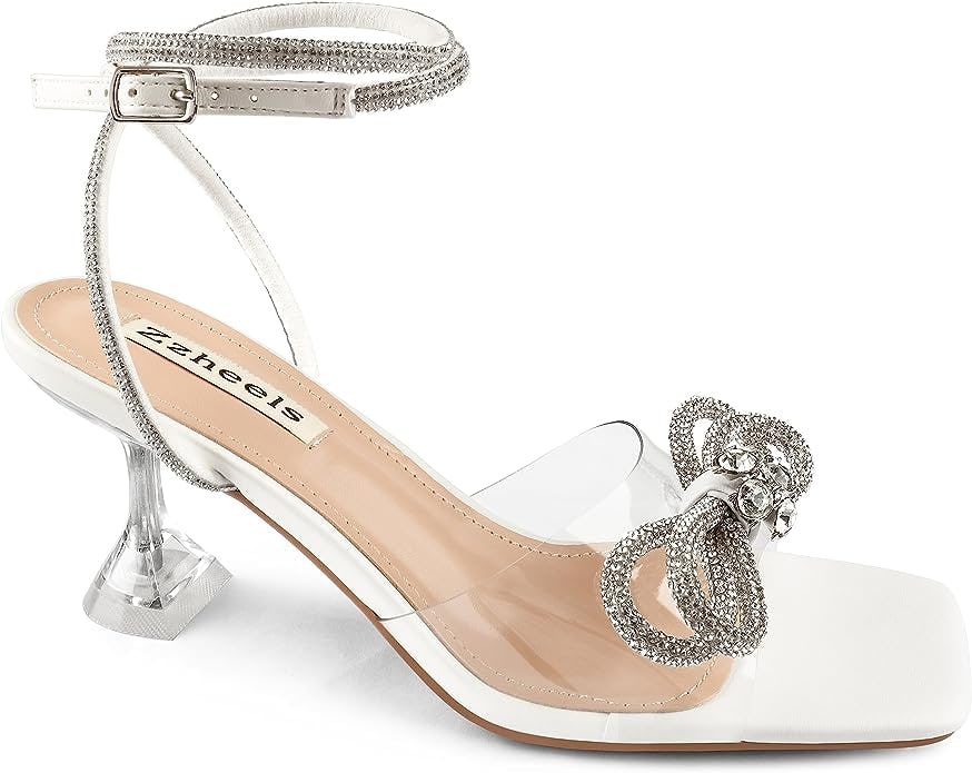 Zzheels Double Bowknots Crystal Slingback Heels