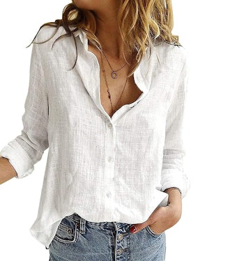 Astylish Linen-Style Button-Down Shirt