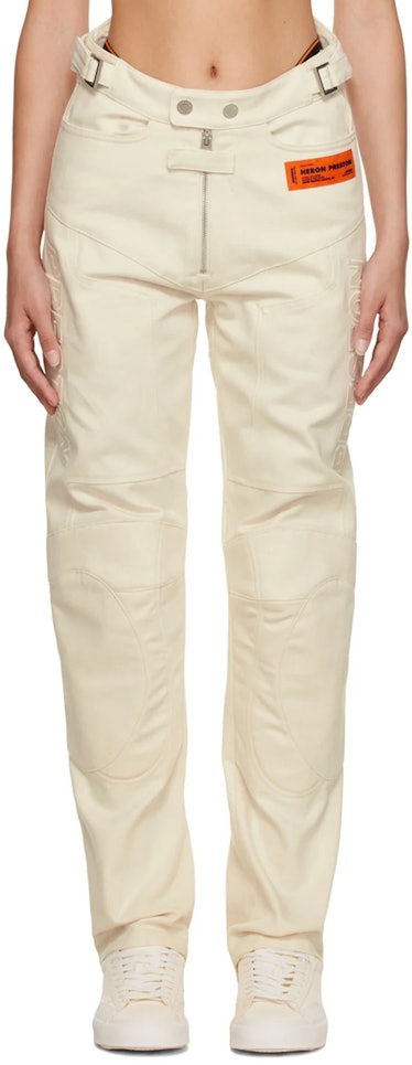 White Moto Trousers