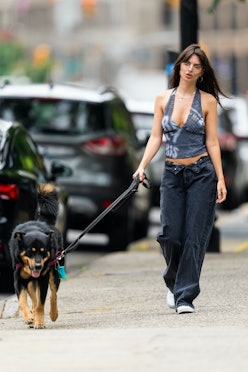 EmRata dog-walking outfit