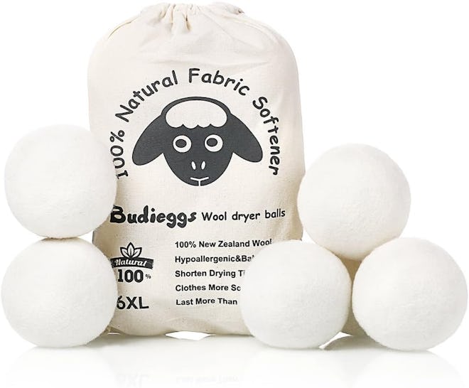 Budieggs Organic Wool Dryer Balls (6-Pack)