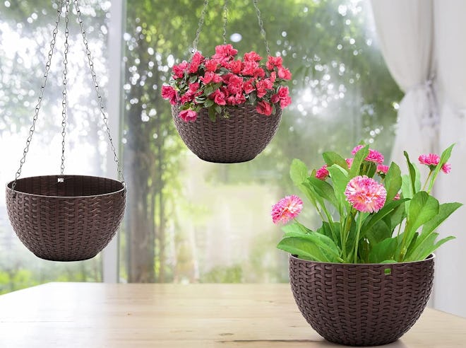 Foraineam 4 Pack 8.2 inch Self-Watering Hanging Planters