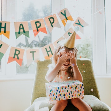 Girl with present on birthday