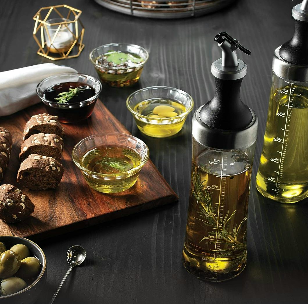 FineDine Superior Glass Oil and Vinegar Dispensers (2-Pack)