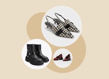 houndstooth mule heels, motorcycle boots, red ganni mary jane flats