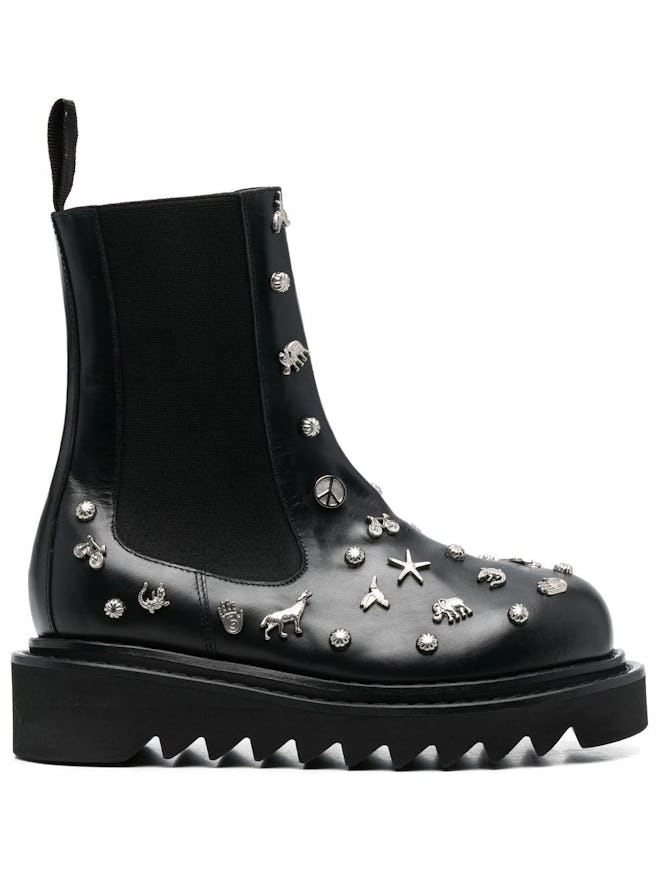 Toga Pulla Studded Ridged Sole Ankle Boots
