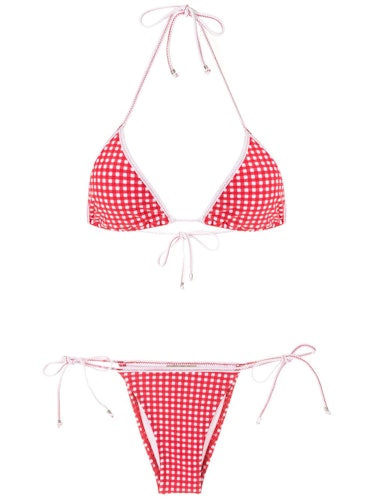 Amir Slama checkered print triangle bikini set