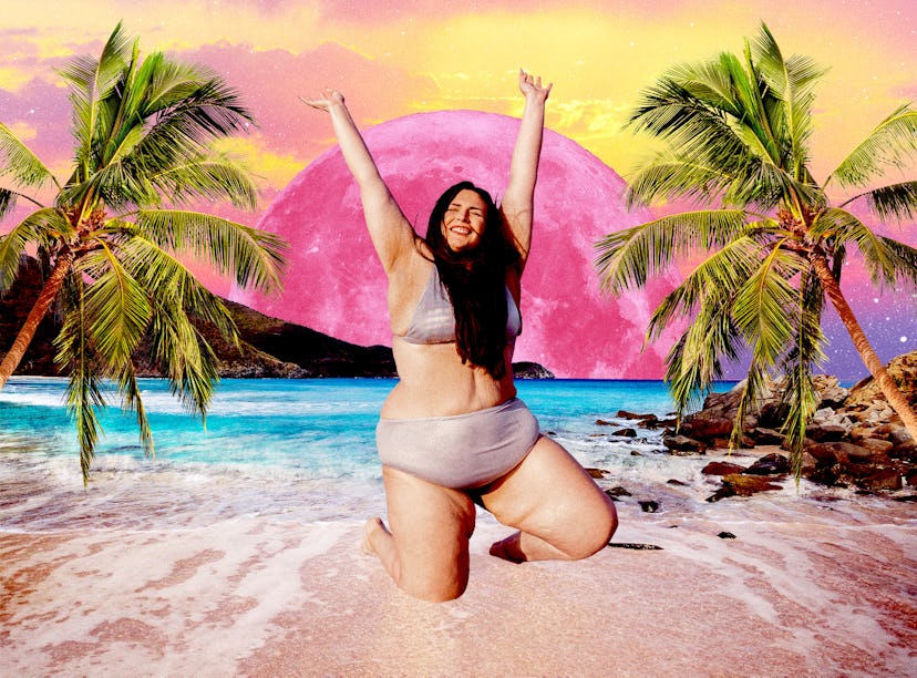 Woman on Caribbean vacation planned by an astrologer.