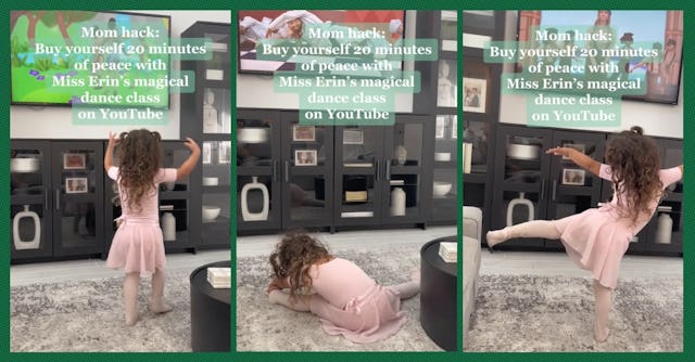 TikToker Ana Cloward's daughter dances along to one of Miss Erin's videos.