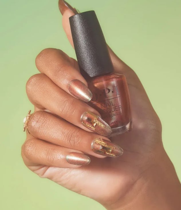OPI gold nail design for Virgos