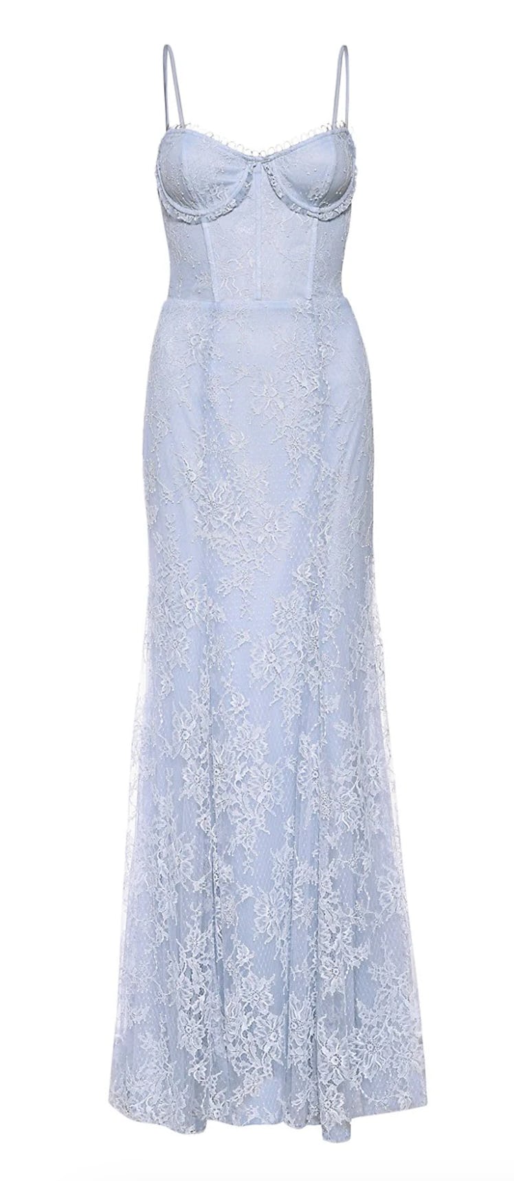 periwinkle blue lace gown