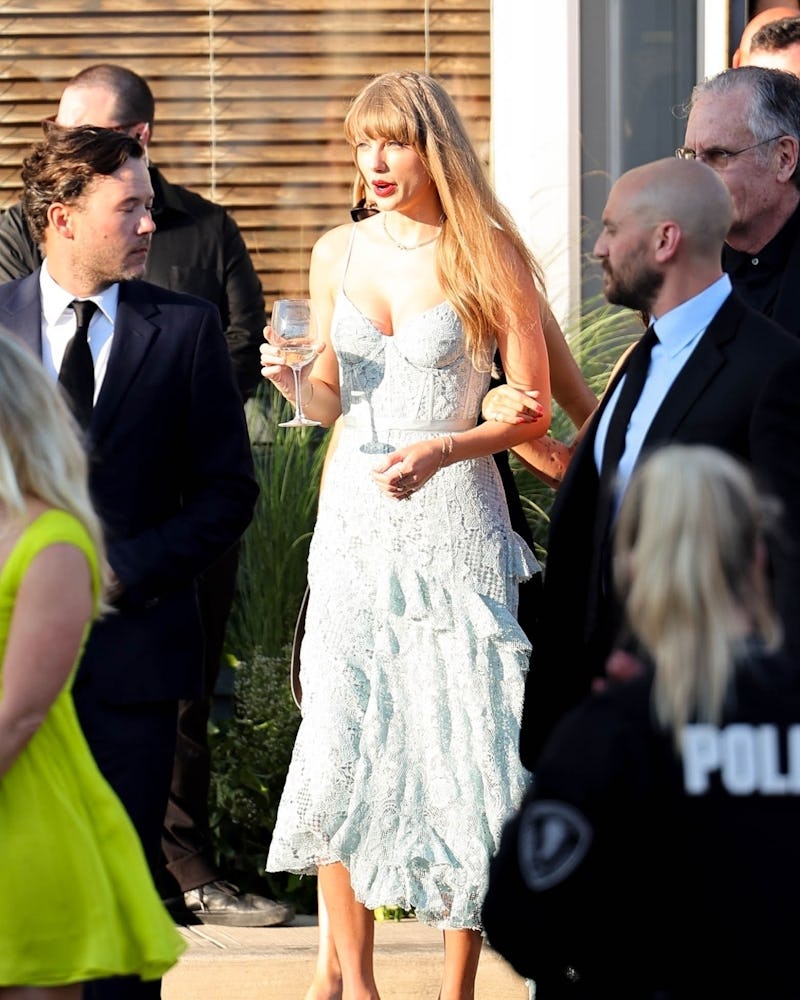 taylor swift blue wedding guest dress